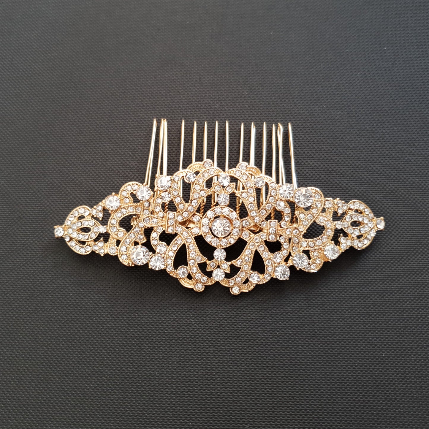 Peigne à cheveux de mariée design vintage en or - Seraphina