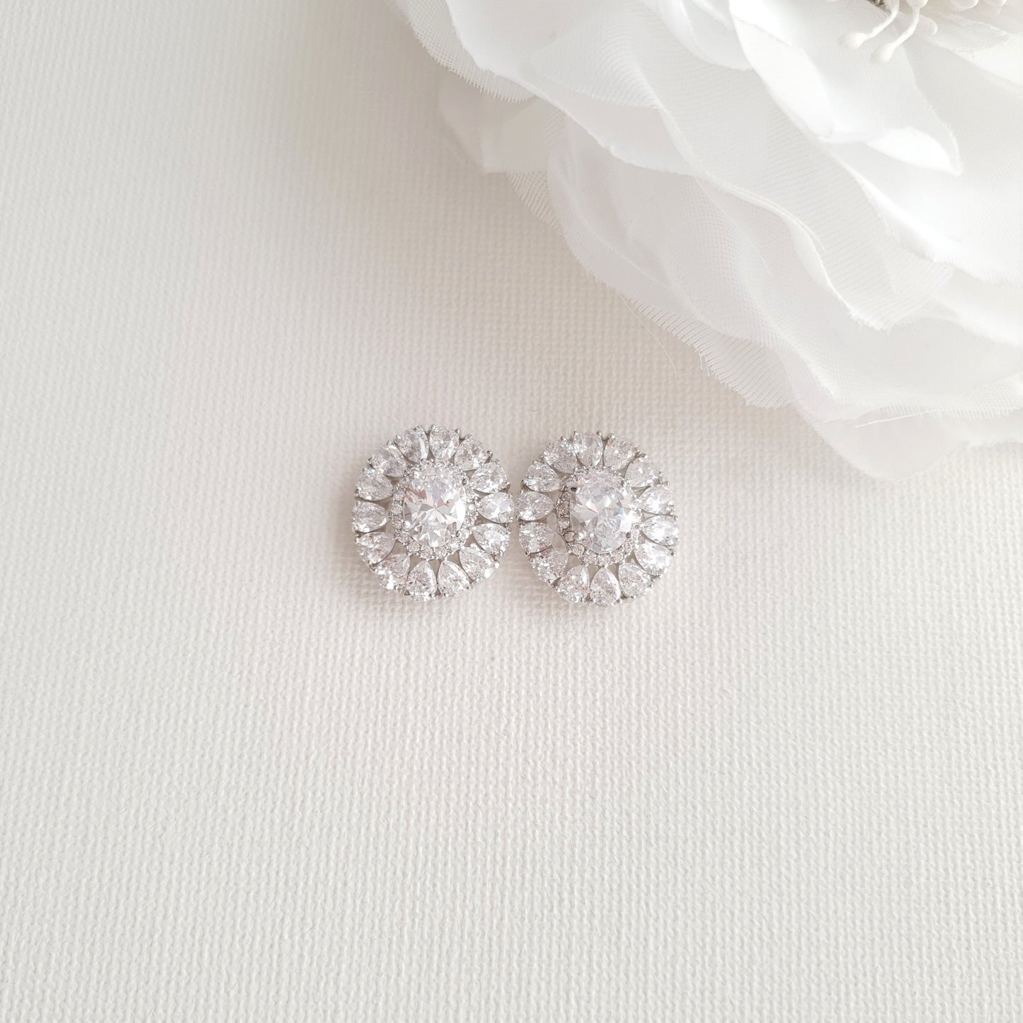 Oval Stud Earrings for Brides-Indigo