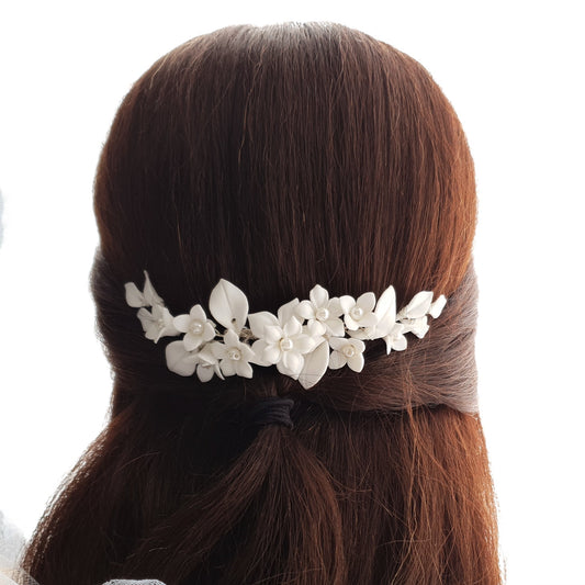 Peigne à cheveux floral pour mariées en or rose - Gouttes de neige