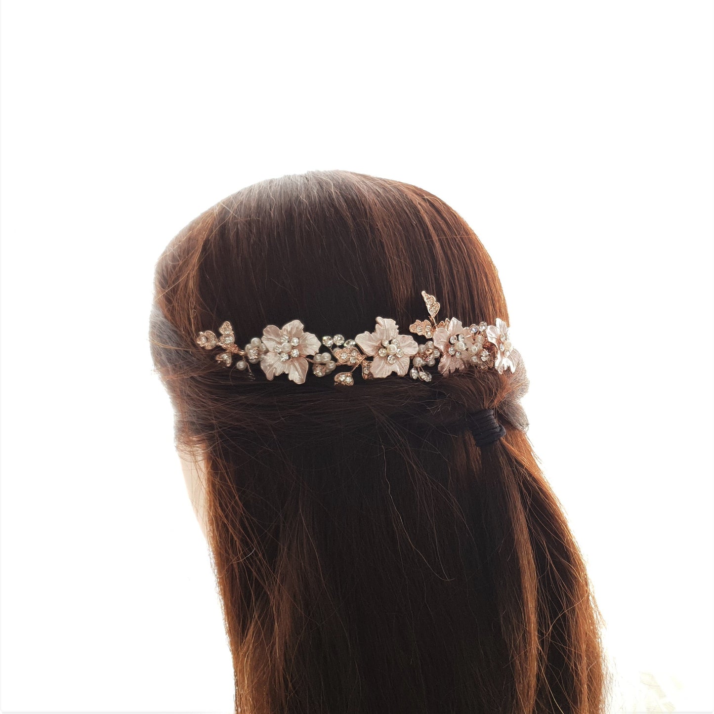 Gold Hair Comb for Weddings With Flowers and Leaves- Gardenia