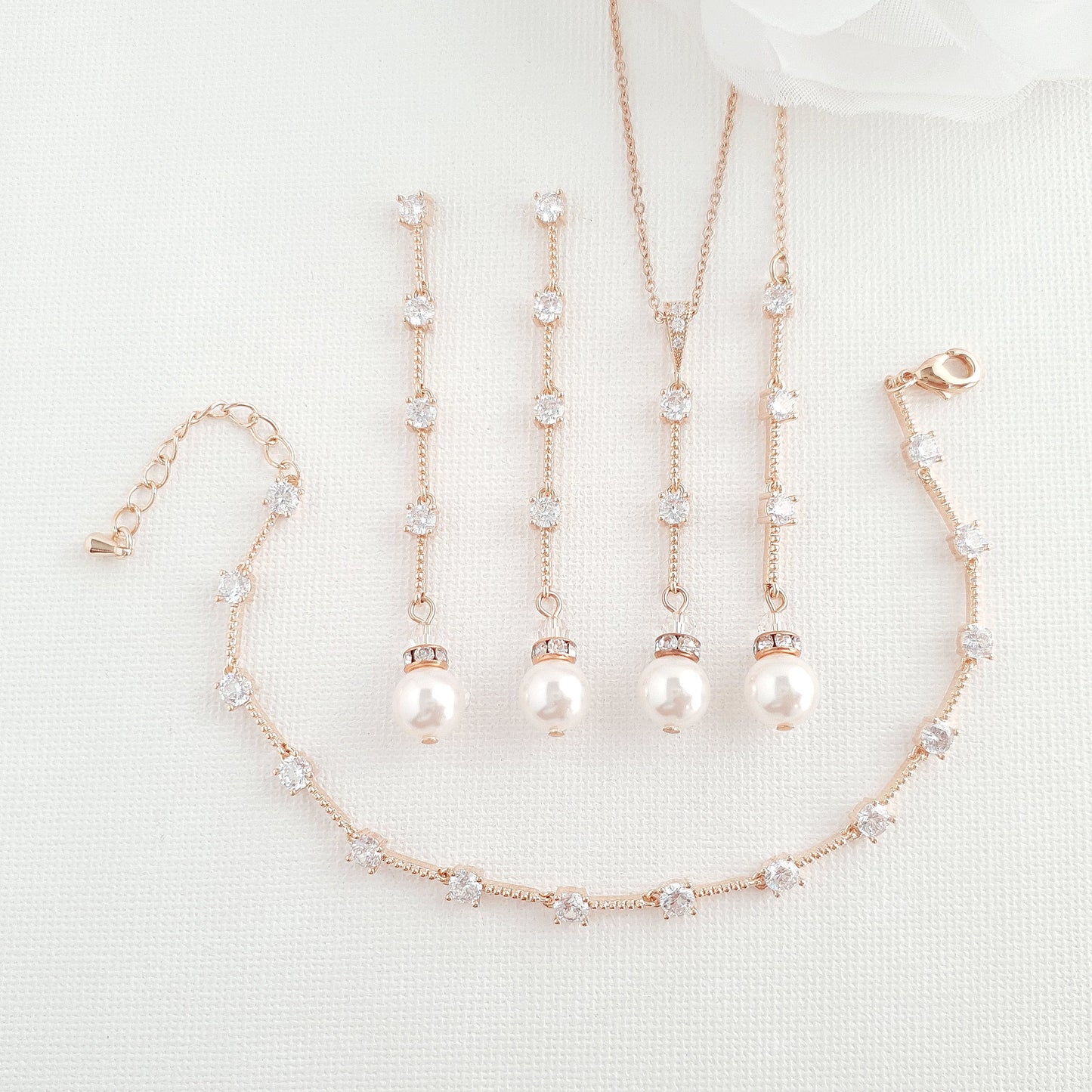 Ensemble de colliers goutte de perles en or rose - Gingembre