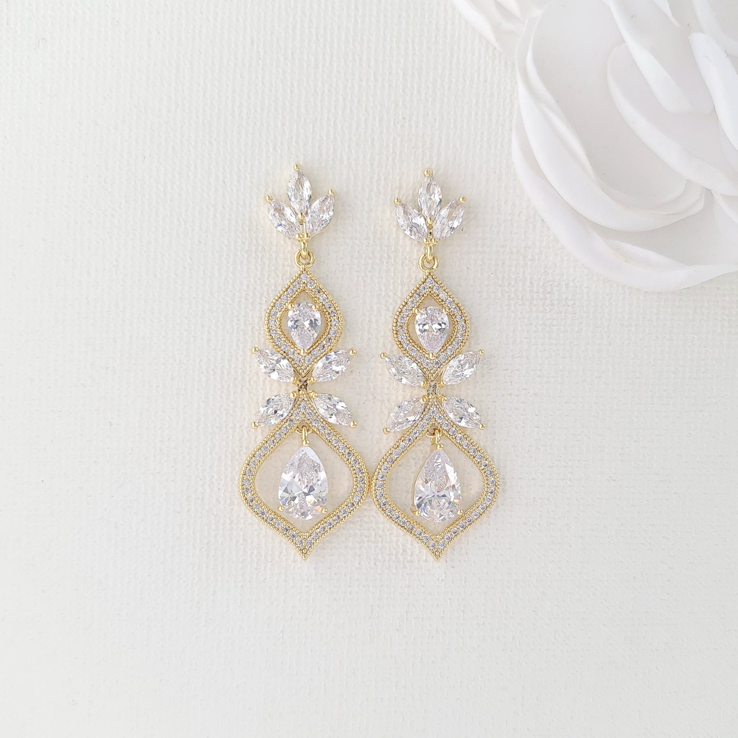 Rose Gold Bridal Back Jewelry Set with Drop Earrings Slider Bracelet Backdrop Necklace- Meghan