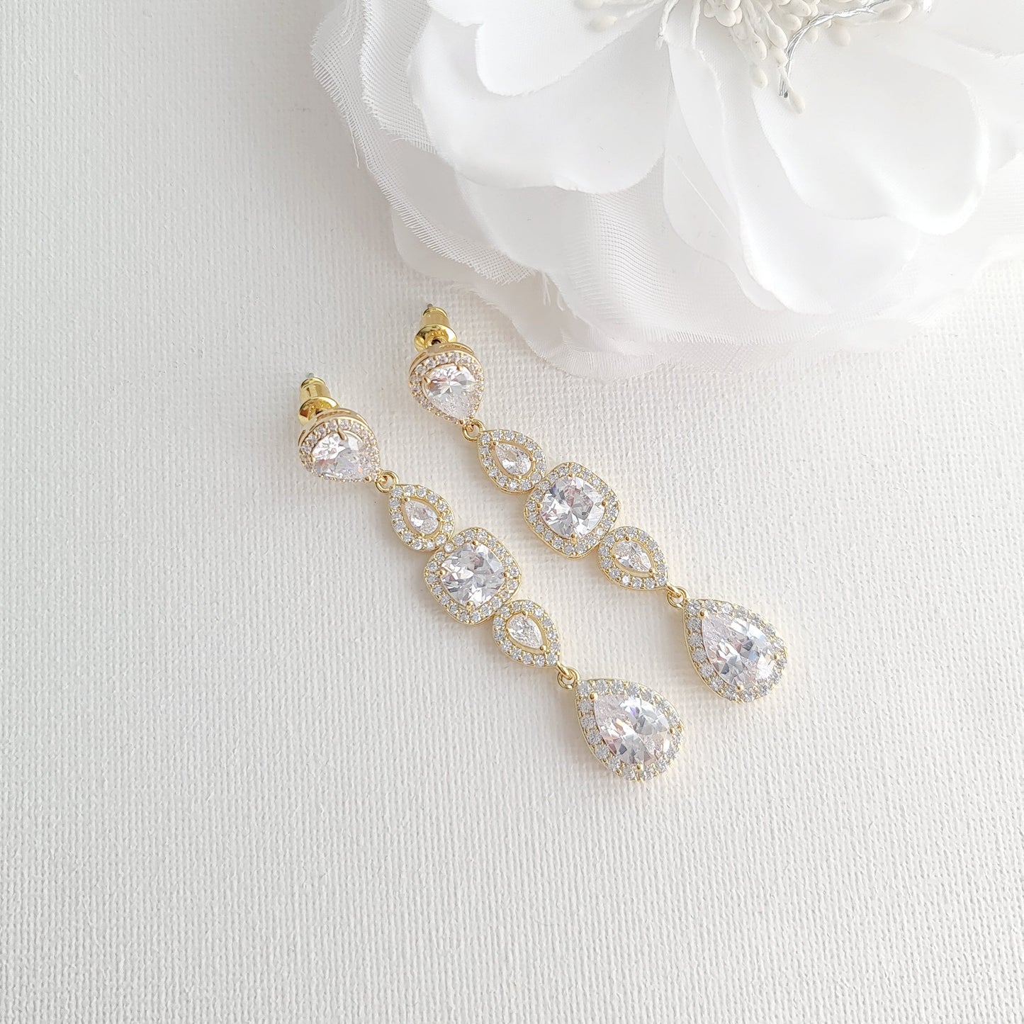 Rose Gold Drop Earrings Necklace Bracelet Set-Gianna