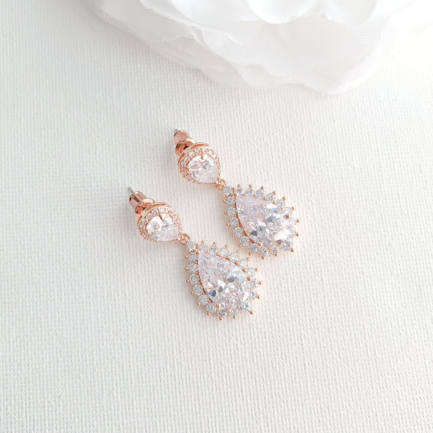Wedding Jewelry Set in Rose Gold and Crystals-Raya