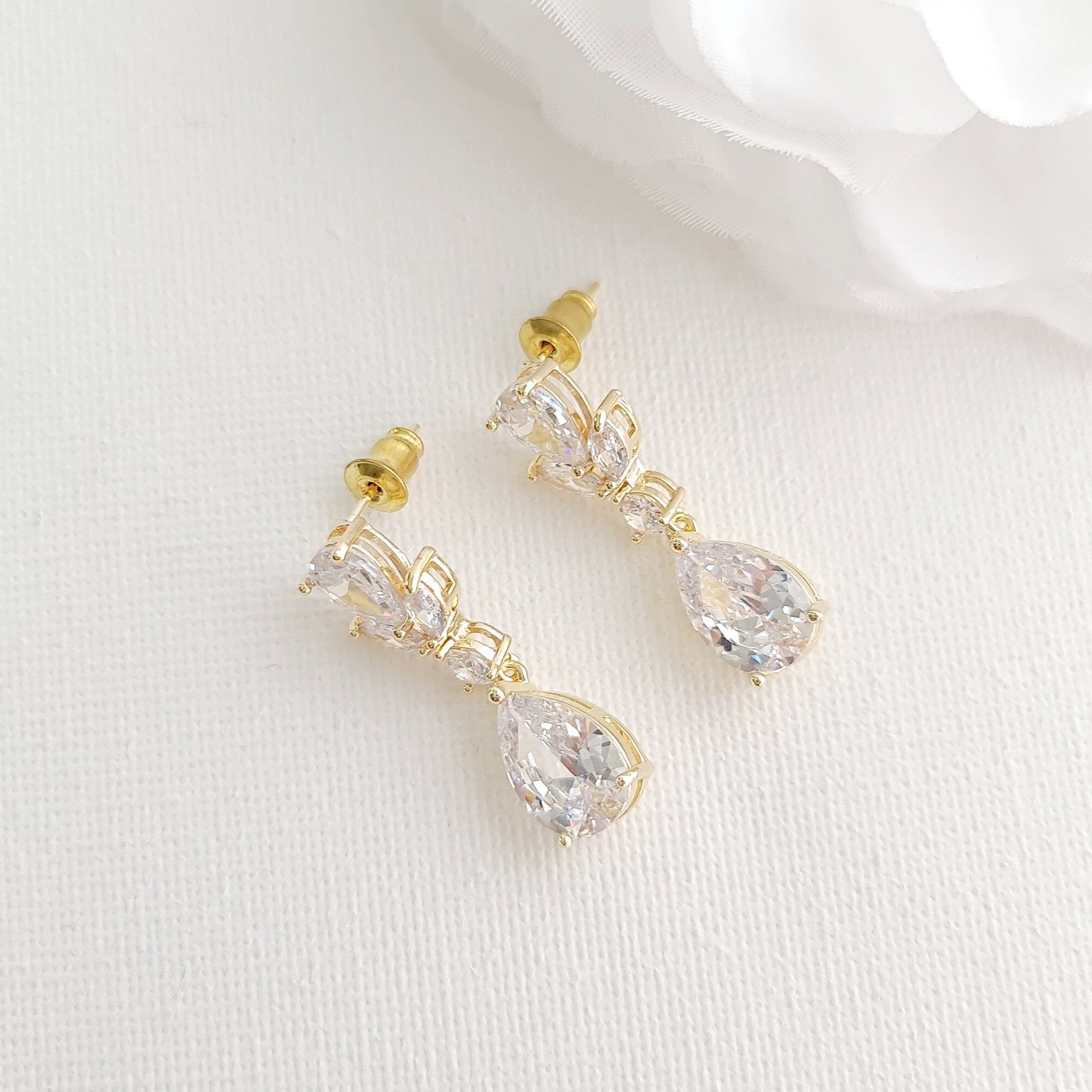 Yellow Gold Earrings Necklace and Bracelet Set for Wedding-Nicole