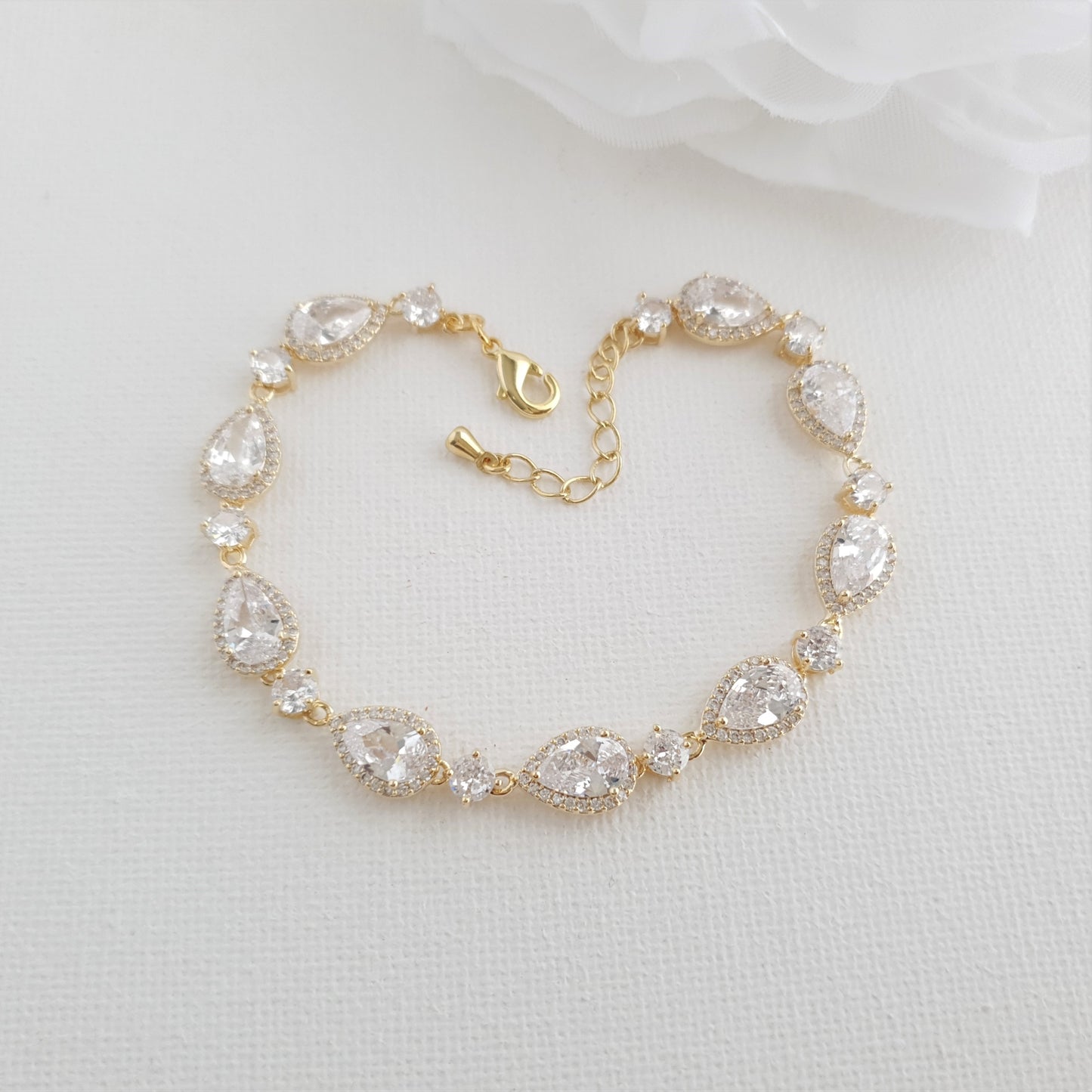Silver Wedding Bracelet with Teardrops-Luna