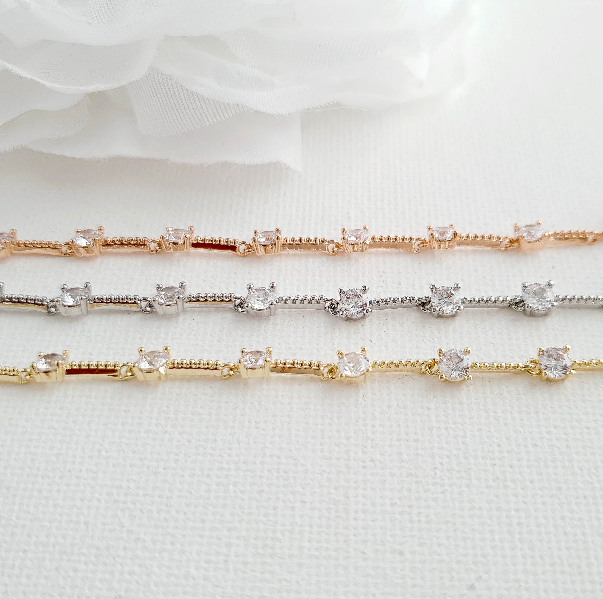 Delicate Bracelet in 14k Yellow Gold for Wedding, Prom & Occasions