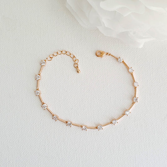 Simple Rose Gold Bracelet for Brides-Ginger