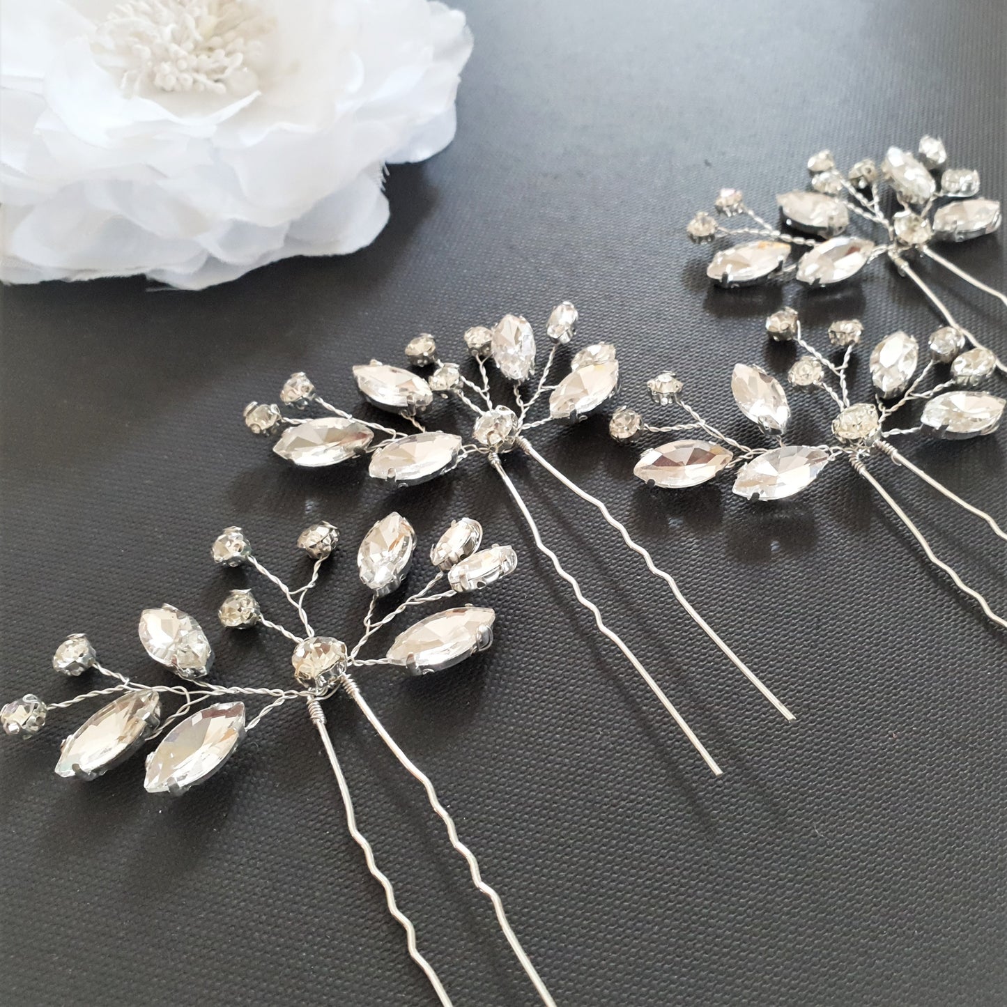 Crystal Hair Accessories Set for Weddings-Poppy