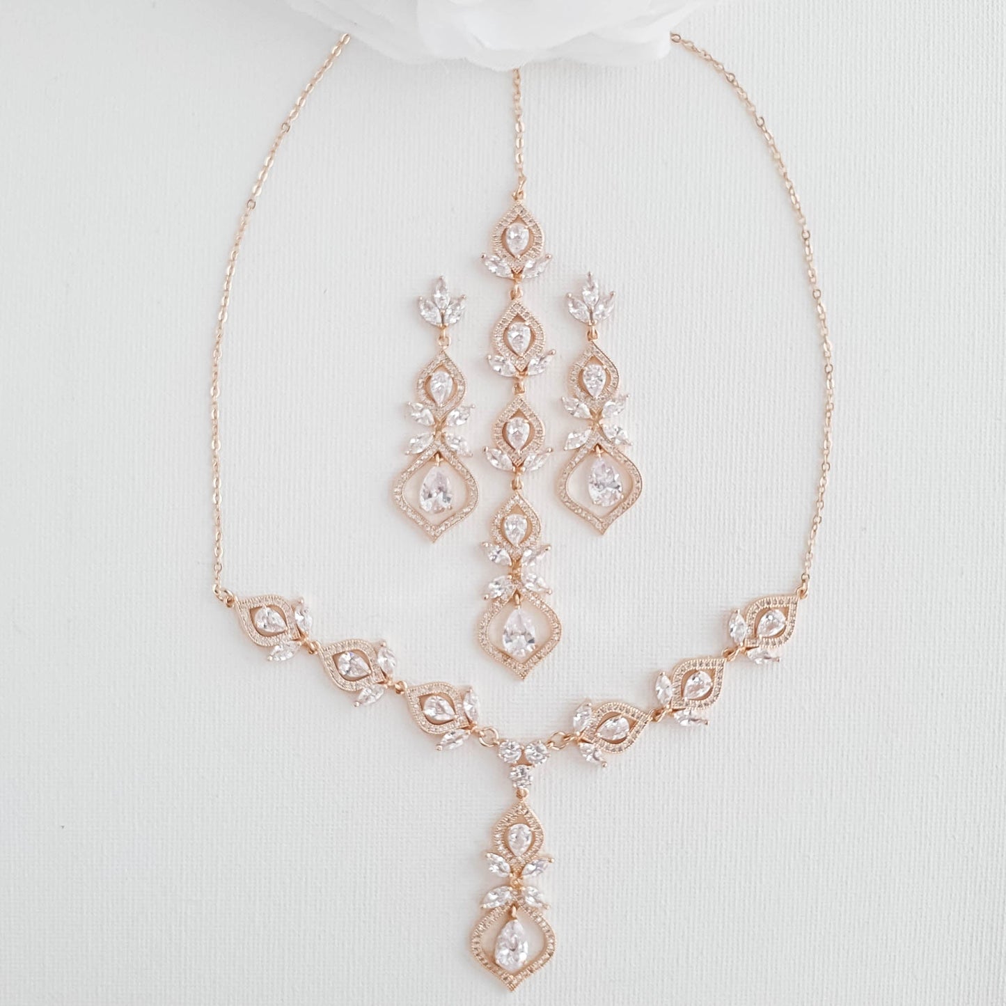 Rose Gold Wedding Day Jewelry Set for Brides-Meghan