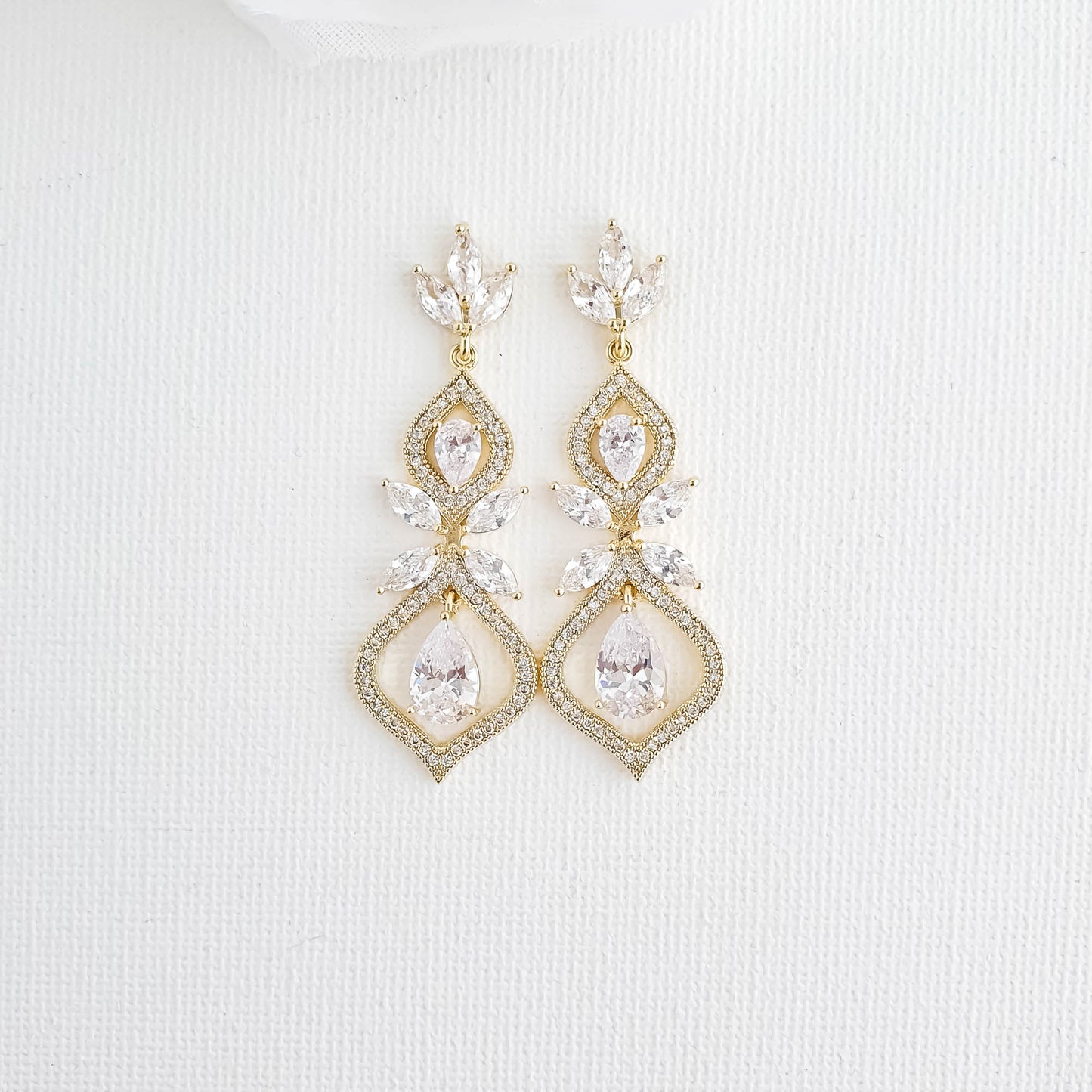 Gold Wedding Earrings for Brides- Meghan