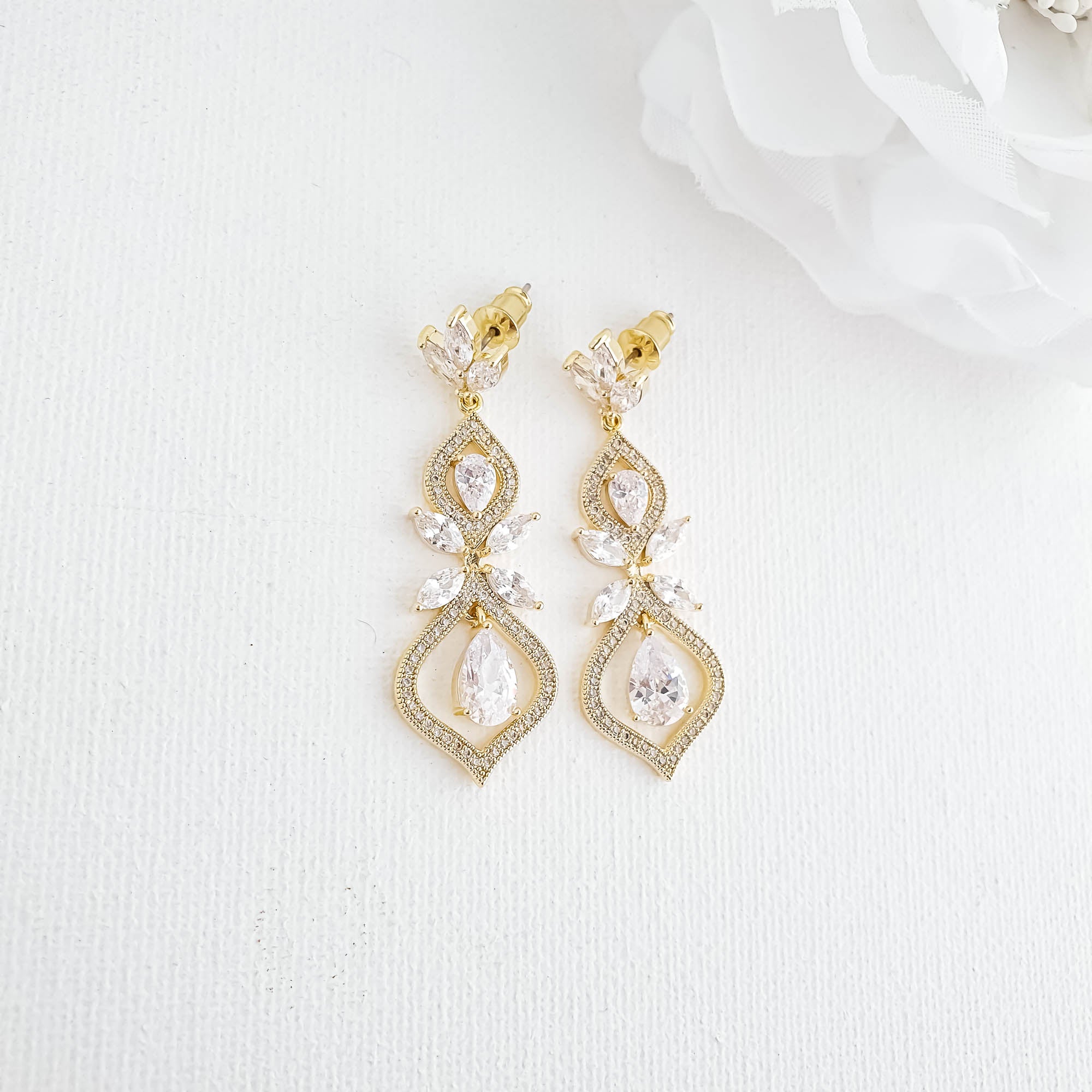 Gold Stud Bridal Earrings | Rebekajewelry