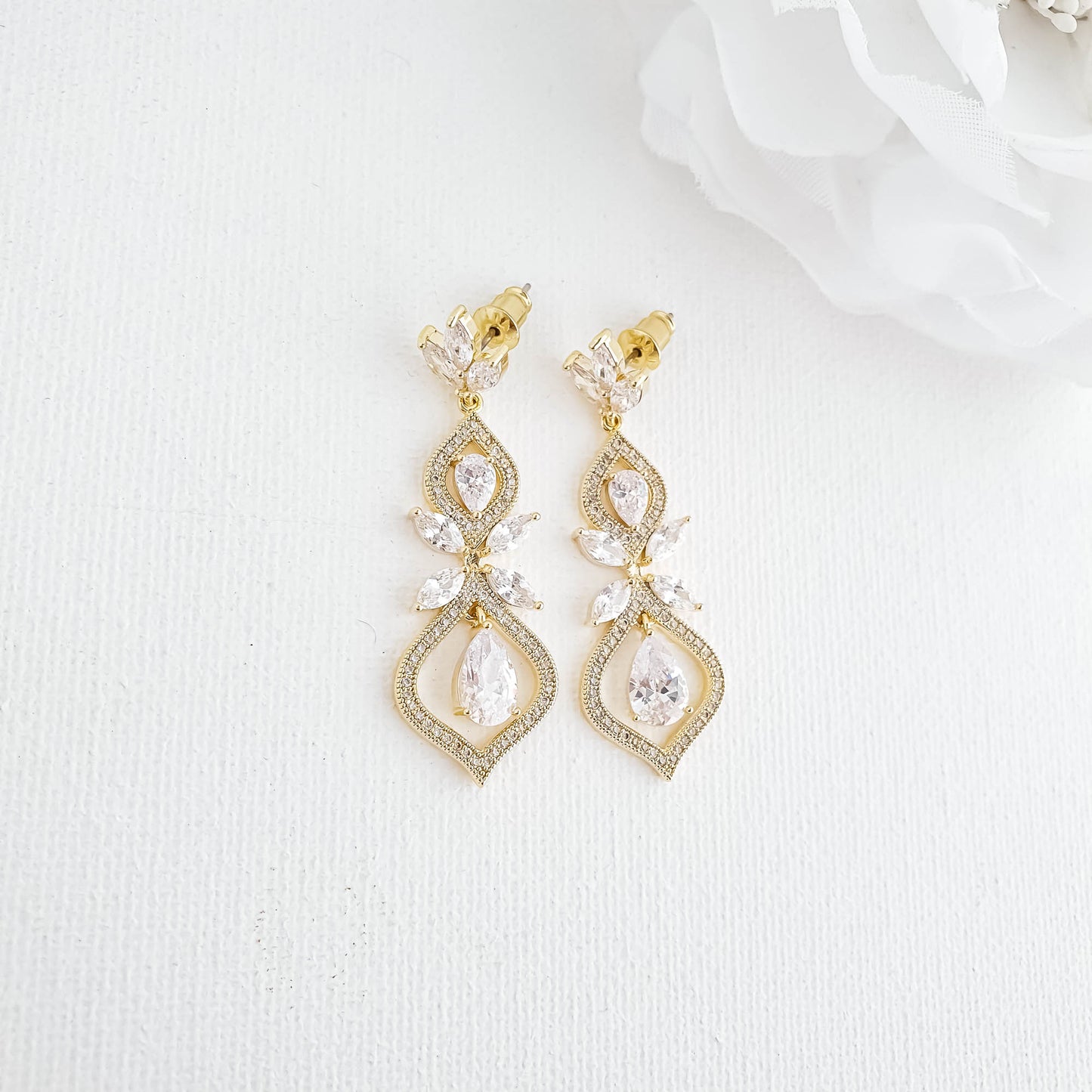 Gold Wedding Earrings for Brides- Meghan