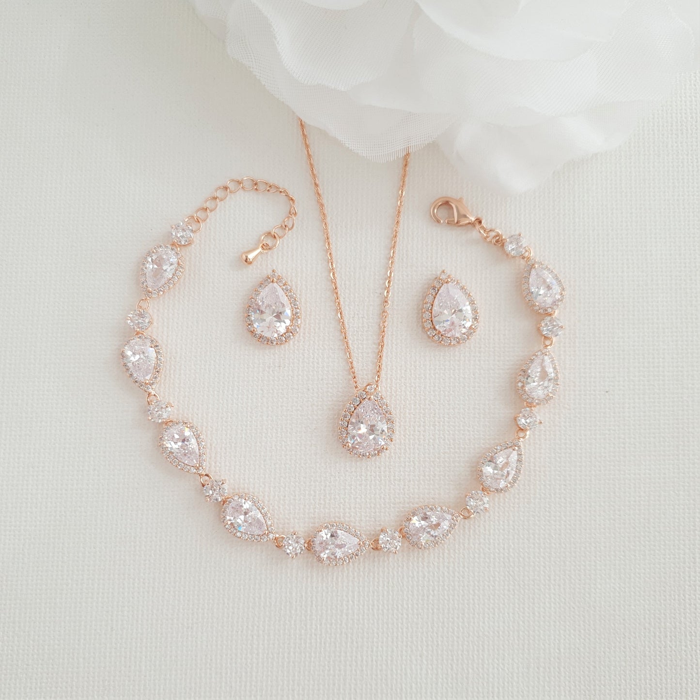 Ensemble de bijoux de mariée simple avec boucles d'oreilles collier bracelet-Emma