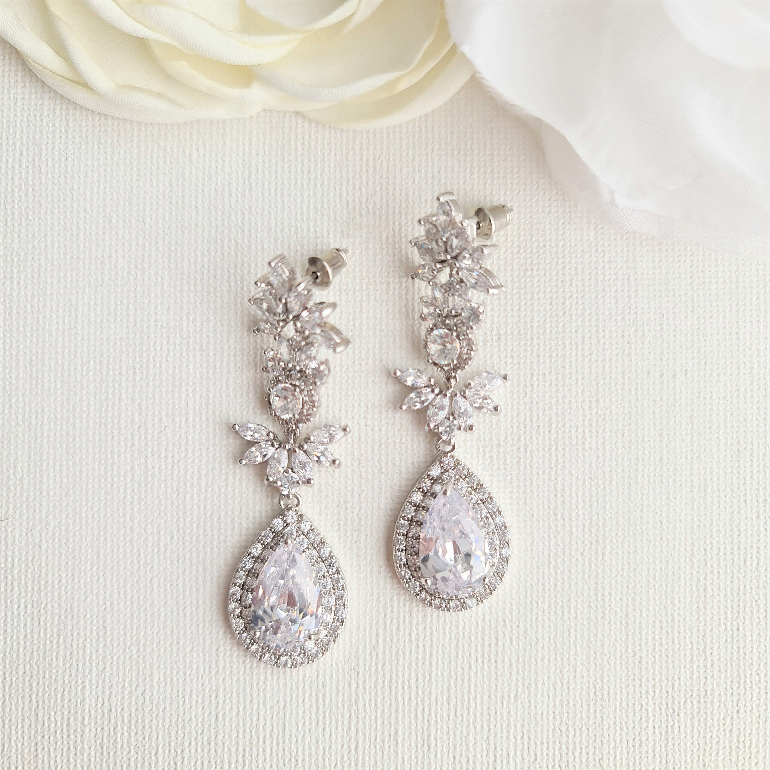 Sparkly Cubic Zirconia Bridal Earrings for Your Wedding-Poetry