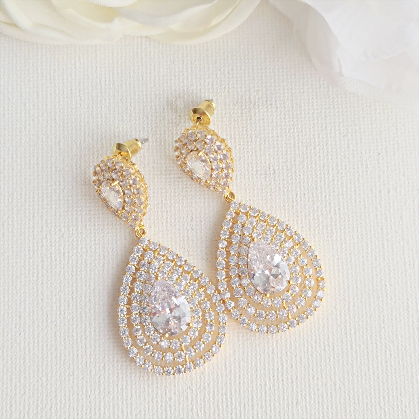 Drop Earrings for Brides Rose Gold-Etta