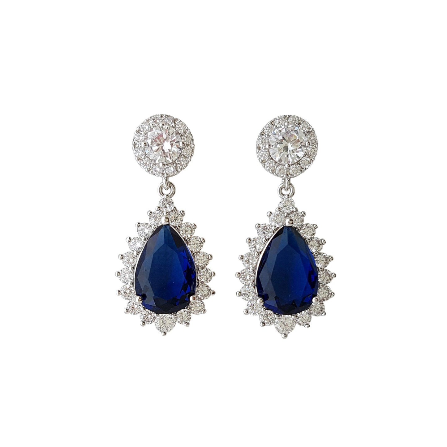 blue stone earrings Made of Cubic Zirconia- Poetry Designs