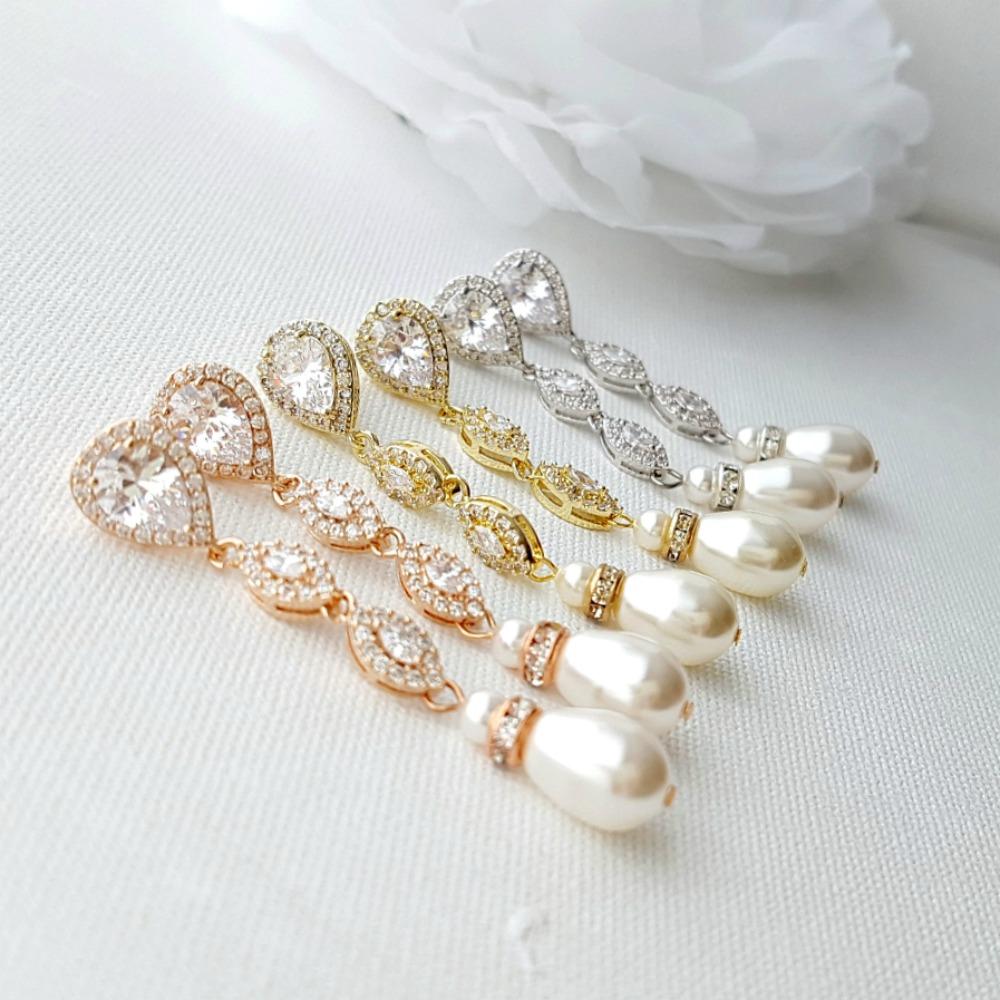 Ensemble de bijoux de mariée avec clip sur boucles d'oreilles collier bracelet- Abby