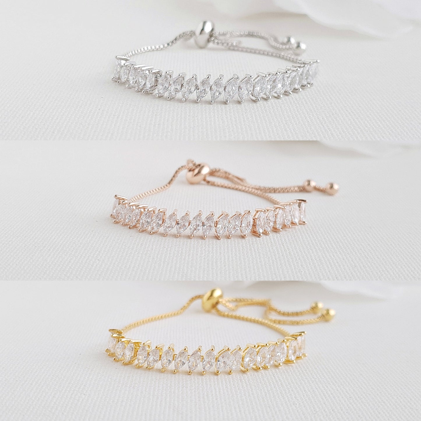 Bridal Gold Bracelet, Gold Crystal Bracelet, Adjustable Bridesmaid Bracelet, Wedding Jewelry, Simple Wedding Bracelet For Bride, Katie
