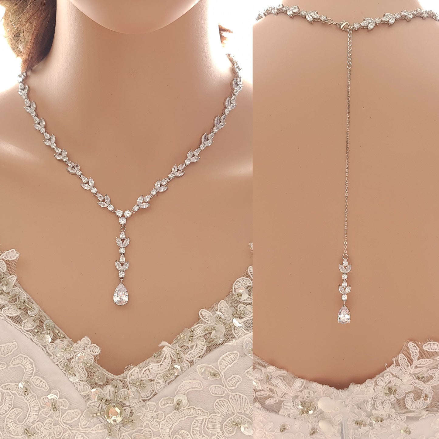 Jewelry Set for Brides in Rose Gold and Cubic Zirconia-Anya