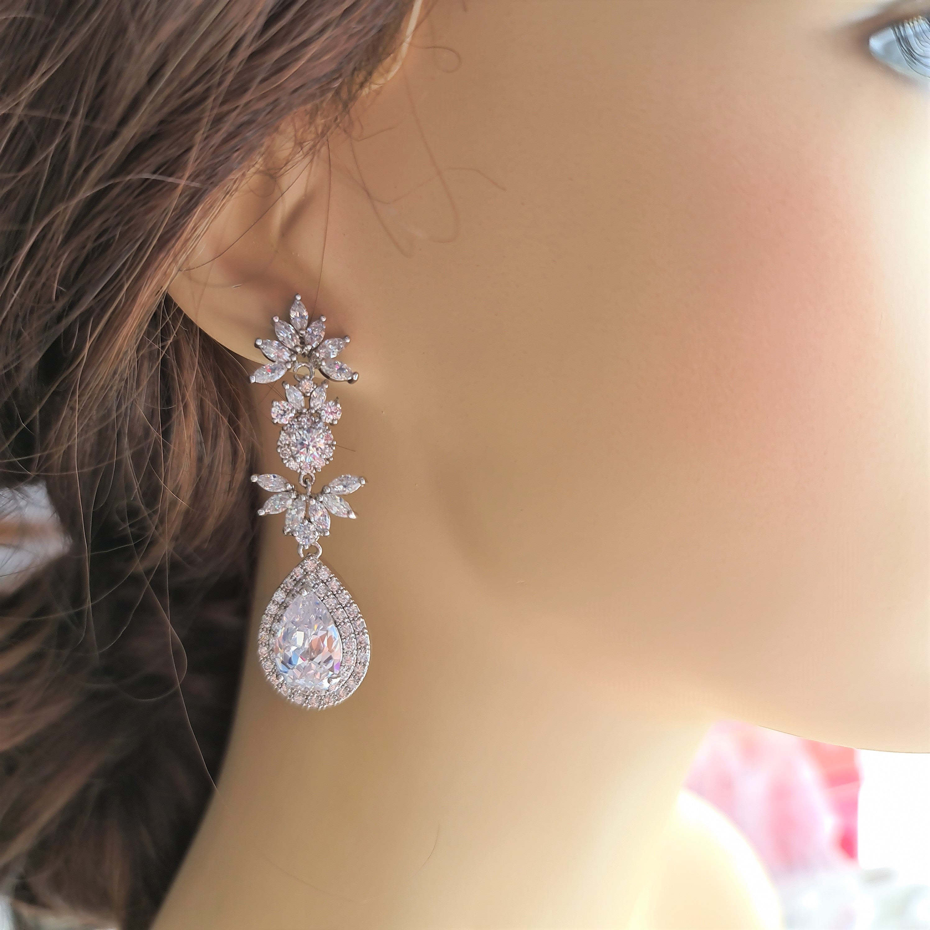 Sparkly Cubic Zirconia Bridal Earrings for Your Wedding-Poetry