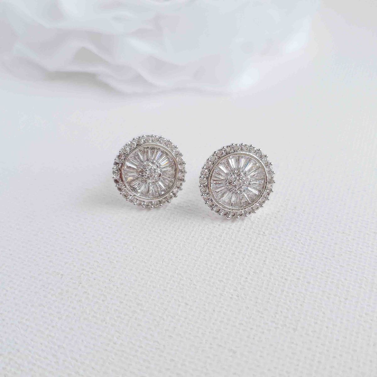 Round CZ Bridal Stud Earrings - Aylin