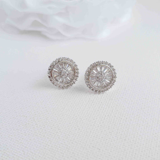 Round CZ Bridal Stud Earrings - Aylin