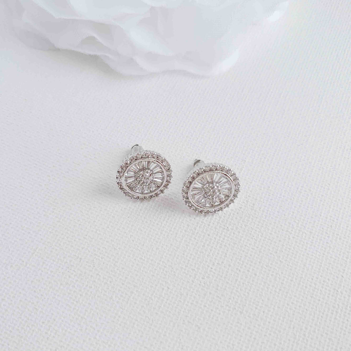 Round CZ Bridal Stud Earrings - Aylin