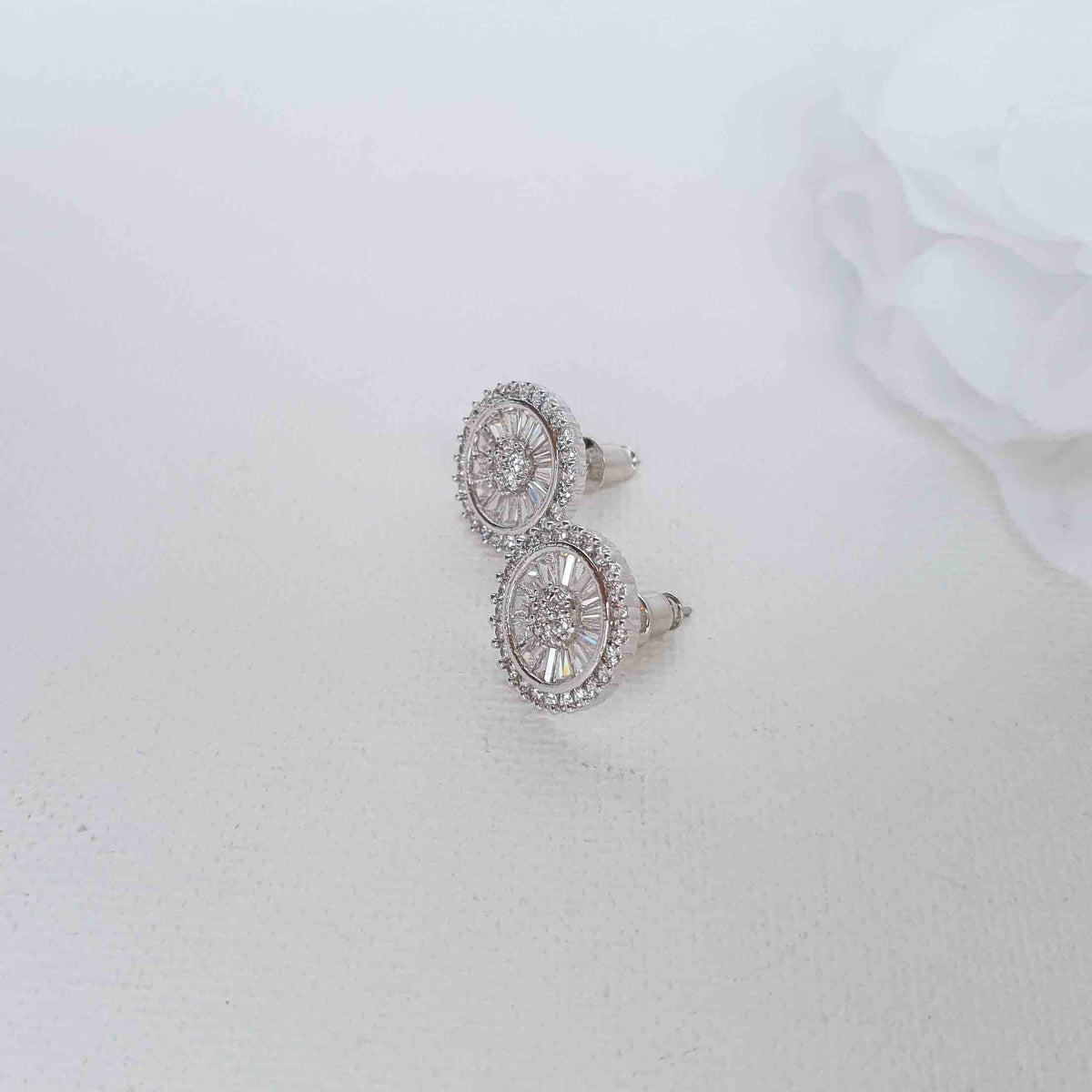 Round CZ Bridal Stud Earrings - Aylin