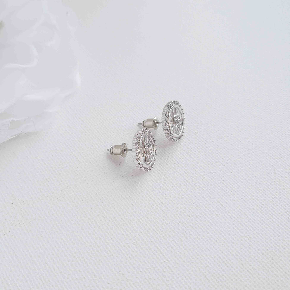 Round CZ Bridal Stud Earrings - Aylin