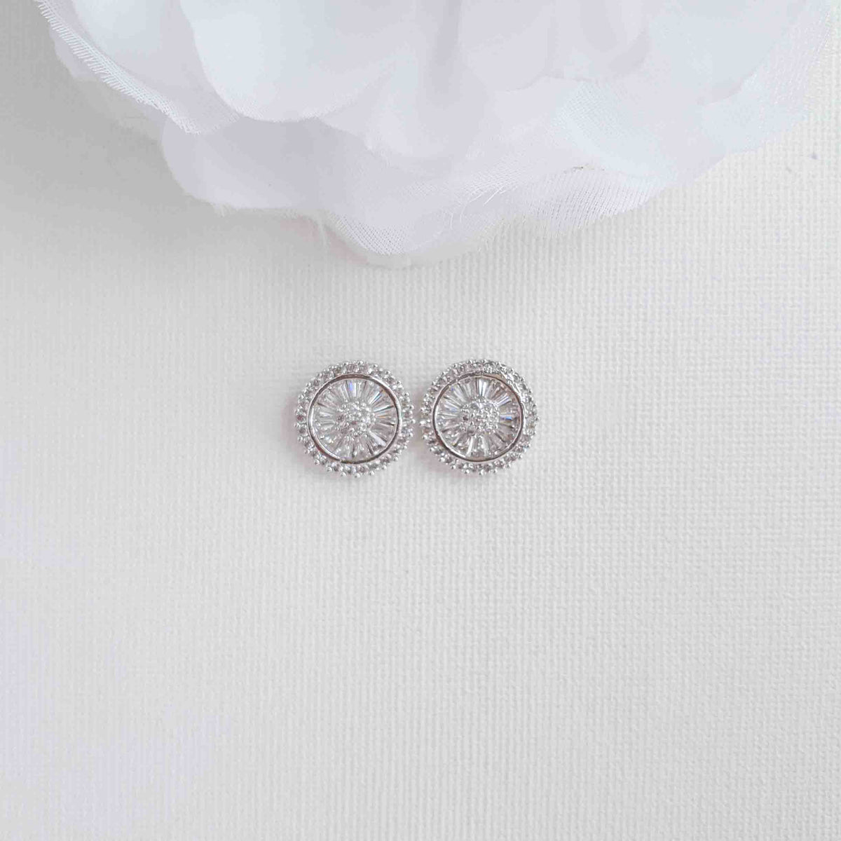 Round CZ Bridal Stud Earrings - Aylin