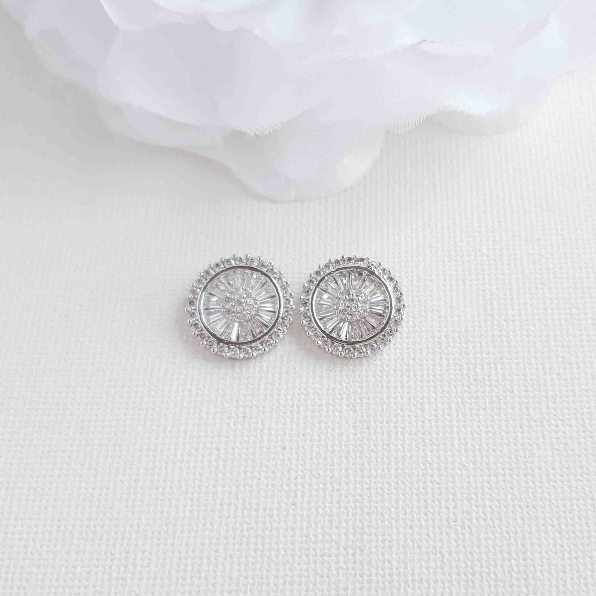 Round CZ Bridal Stud Earrings - Aylin