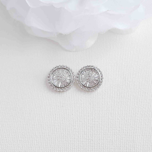 Round CZ Bridal Stud Earrings - Aylin