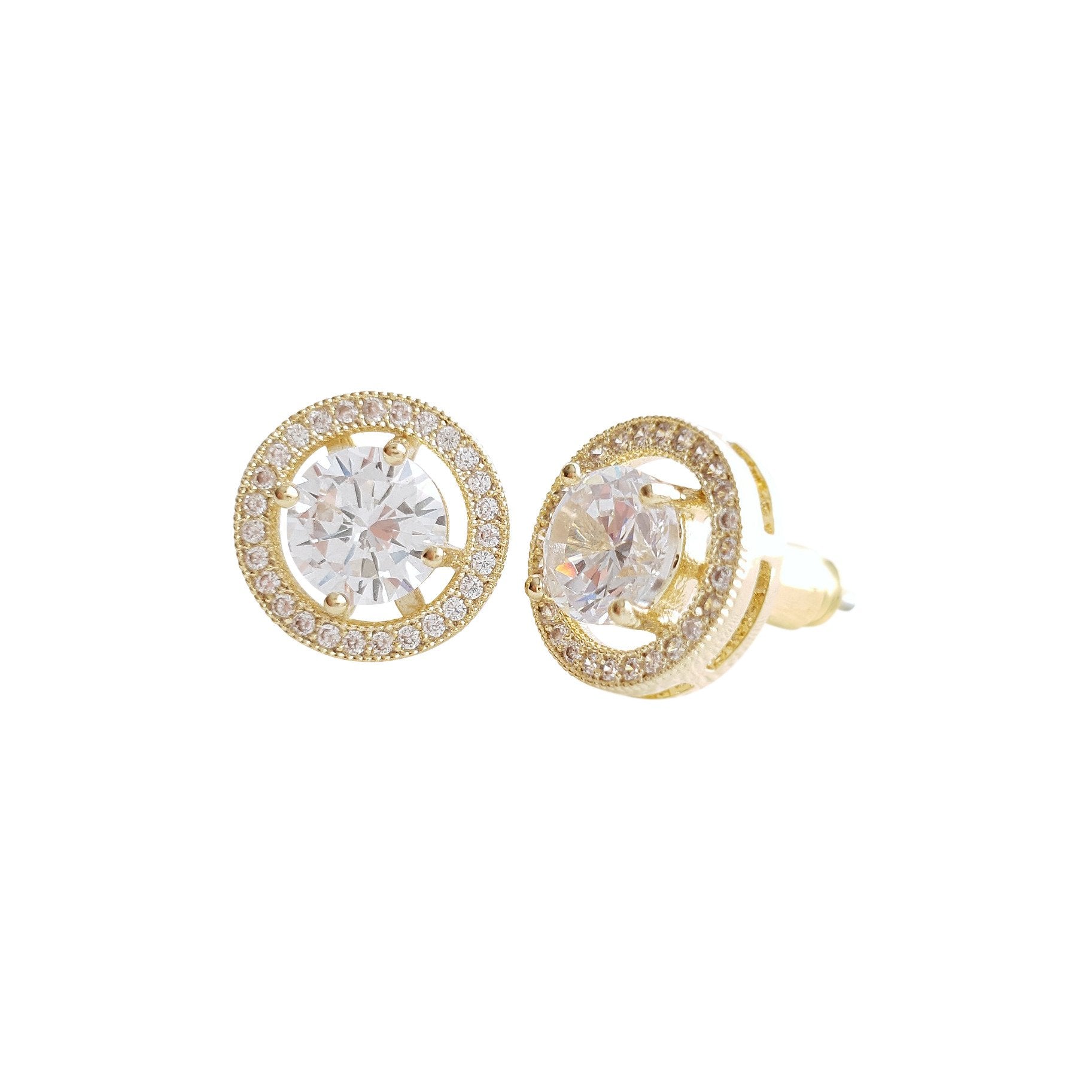 Rose Gold Round Stud Earrings- Denise - PoetryDesigns