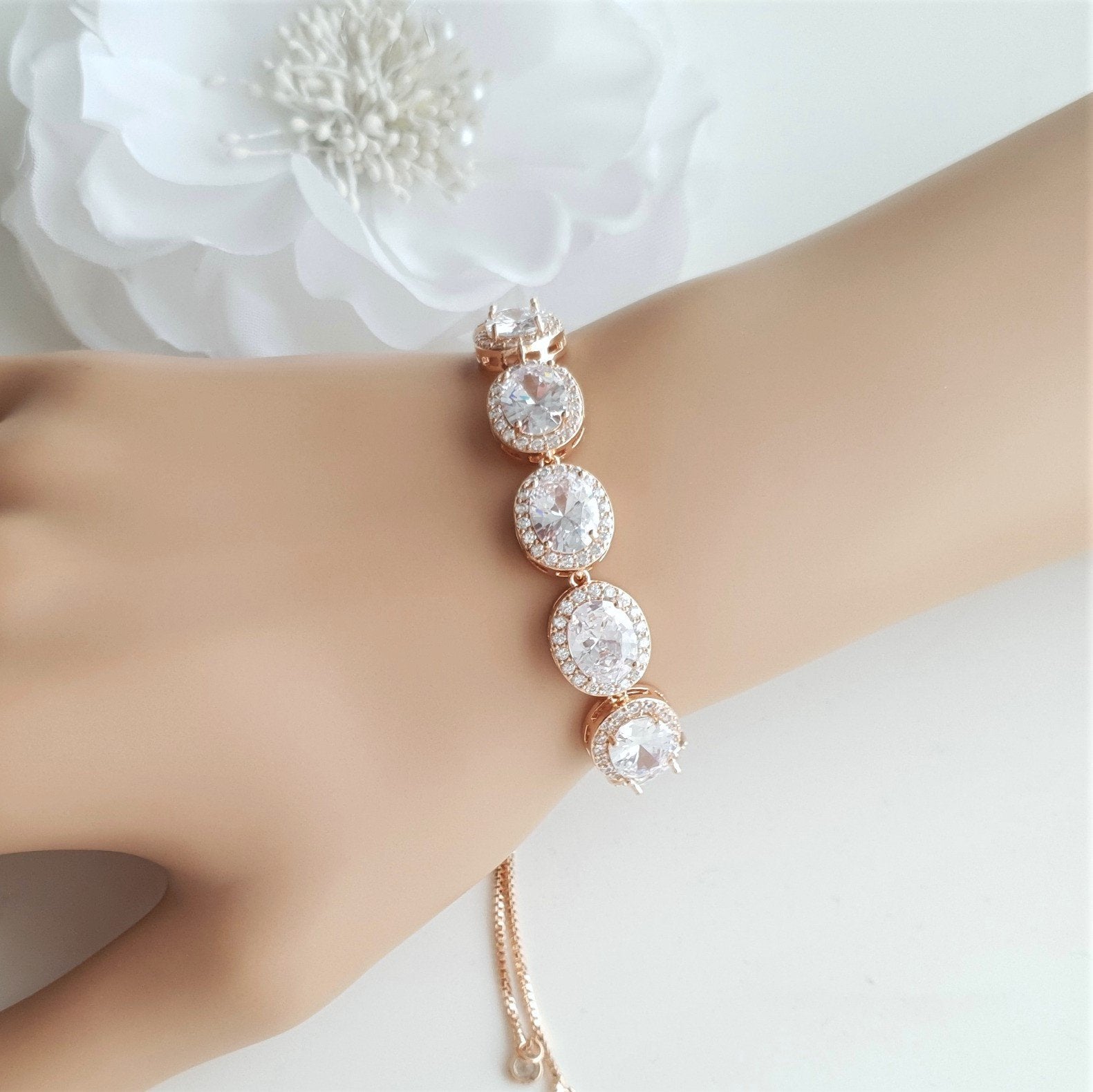 Bracelet for Brides in Rose Gold- Emily - PoetryDesigns