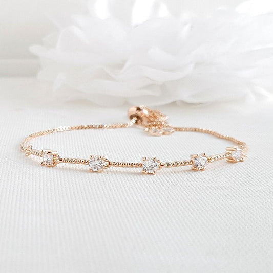 Delicate Wedding Bracelet in Rose Gold for Brides & Bridesmaids- Ginger - PoetryDesigns