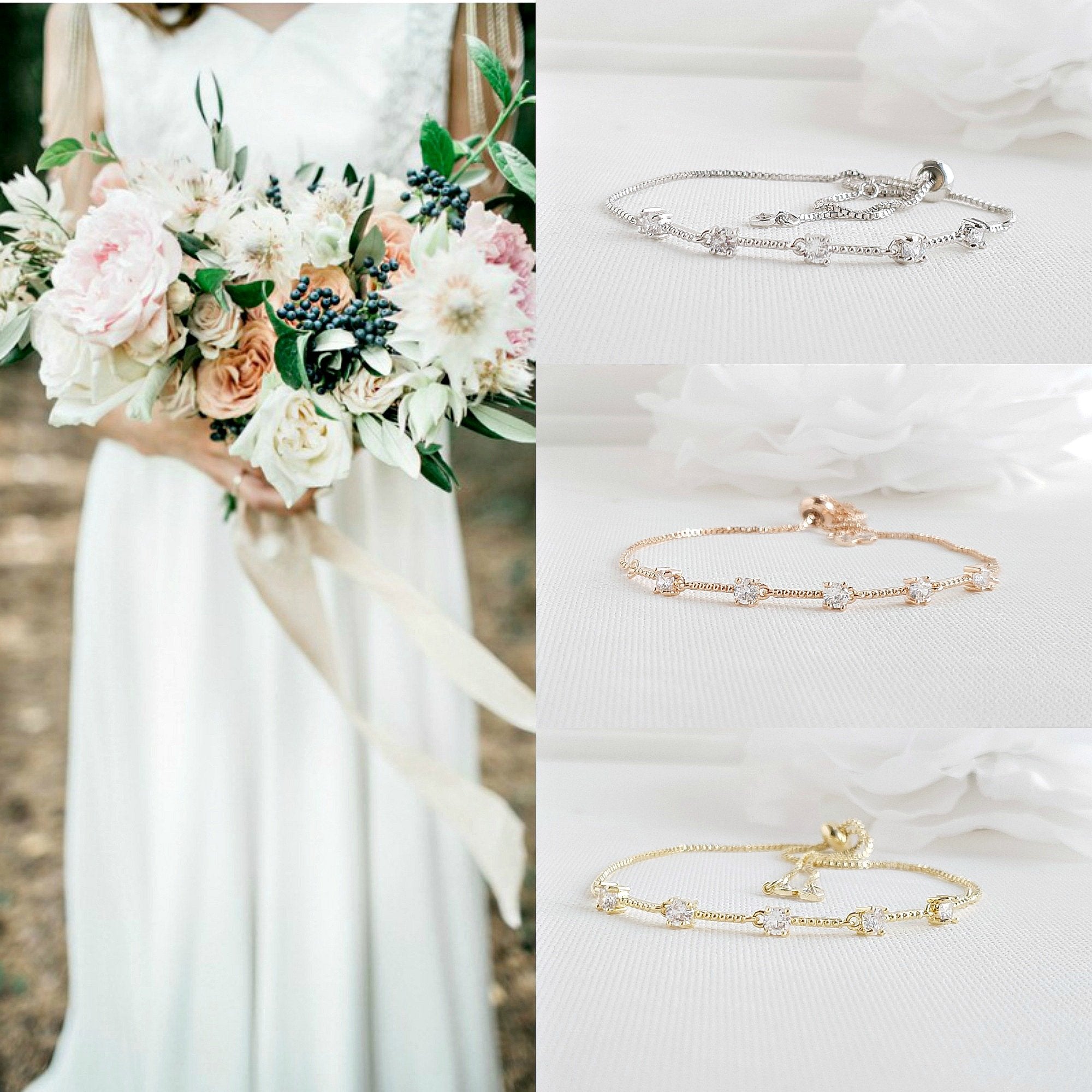 Ivory and cream flower bracelet Peony bridal bracelet Flower accessori –  magaela
