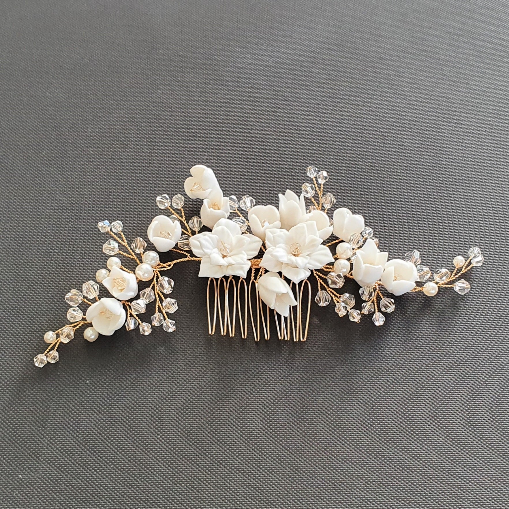 Bridal Headpiece Diamond and Pearls Crystal Hair Comb Wedding - Etsy