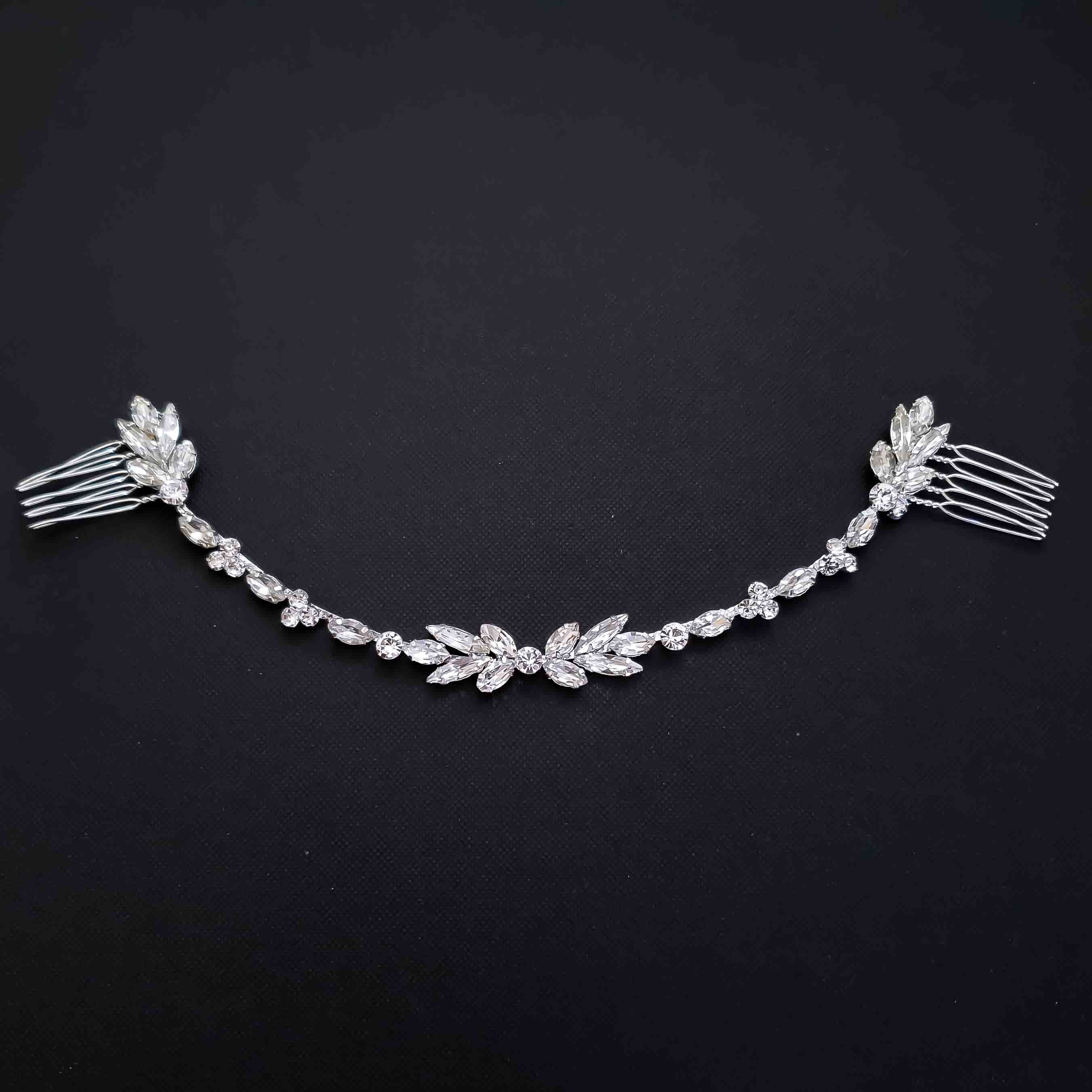 Thin Silver Crystal Hairpiece Perfect With Many Bridal