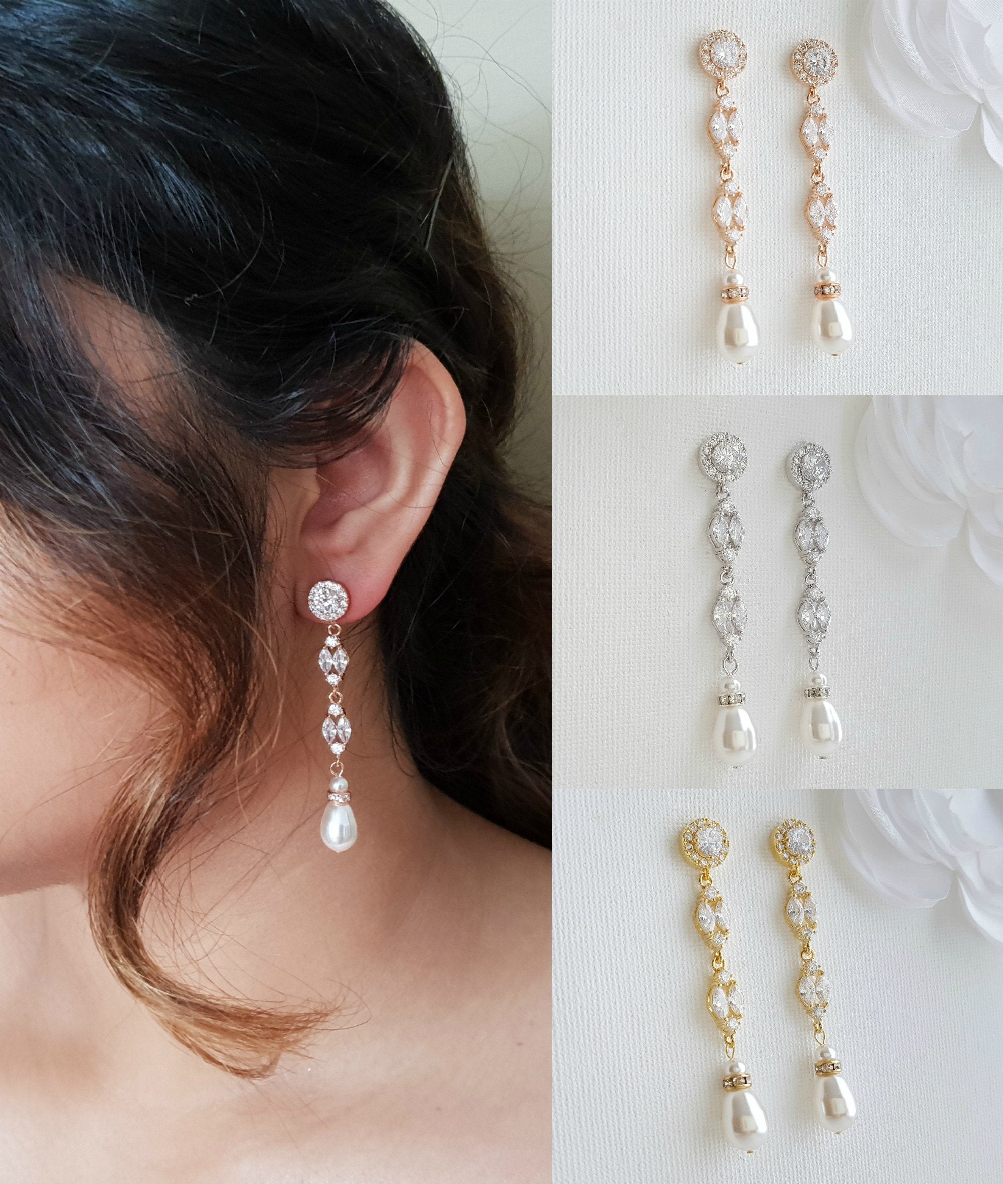 Erin Cole Bridal Jewelry | Chic Crystal Oval Drop Earrings