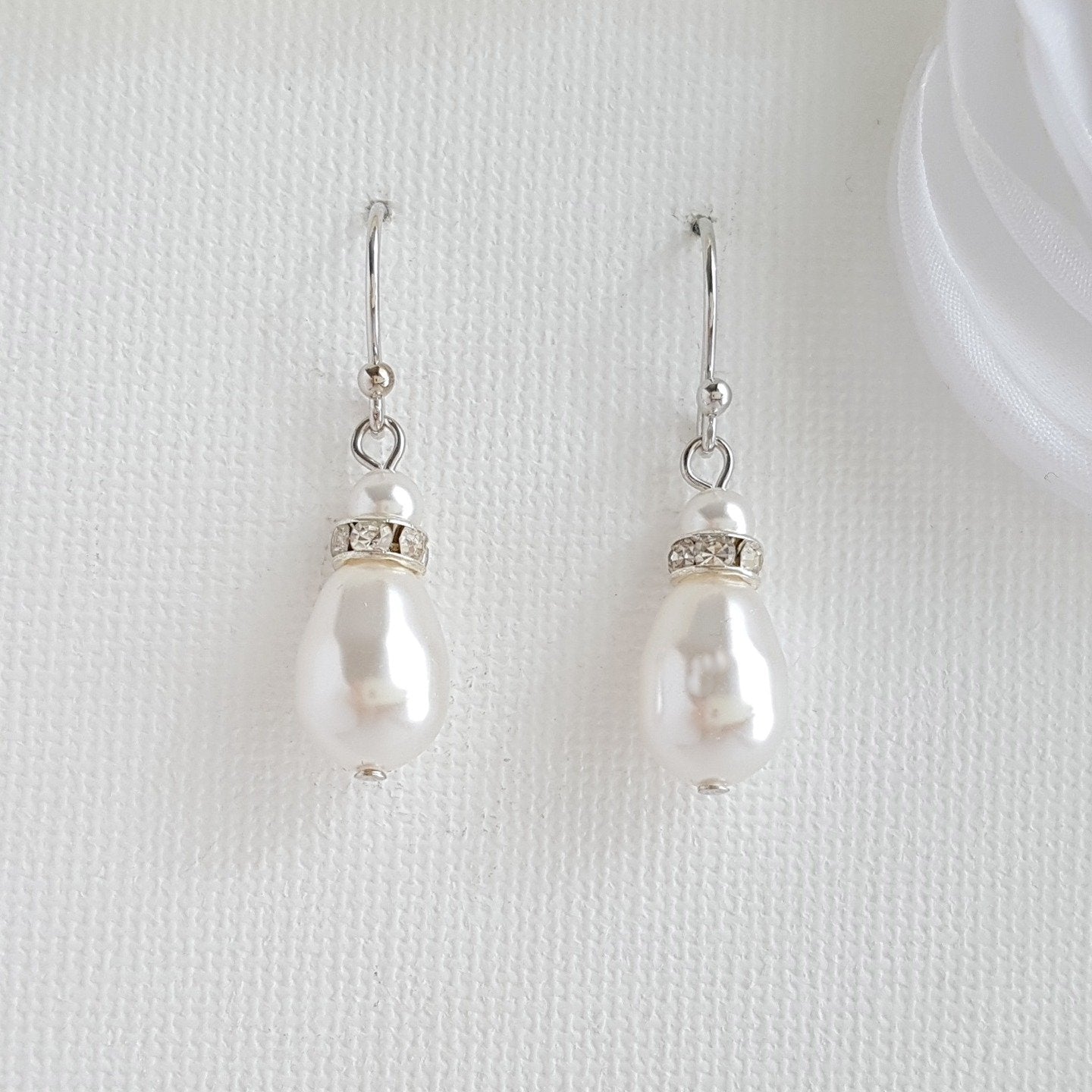 Simple Gold Earrings With Pearl Drops -June - PoetryDesigns