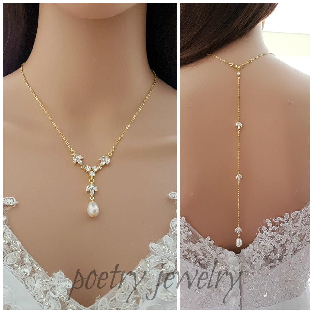 Rock Crystal Back Drop Necklace - Silver & Gold - Ceres – Honey Willow -  handmade jewellery
