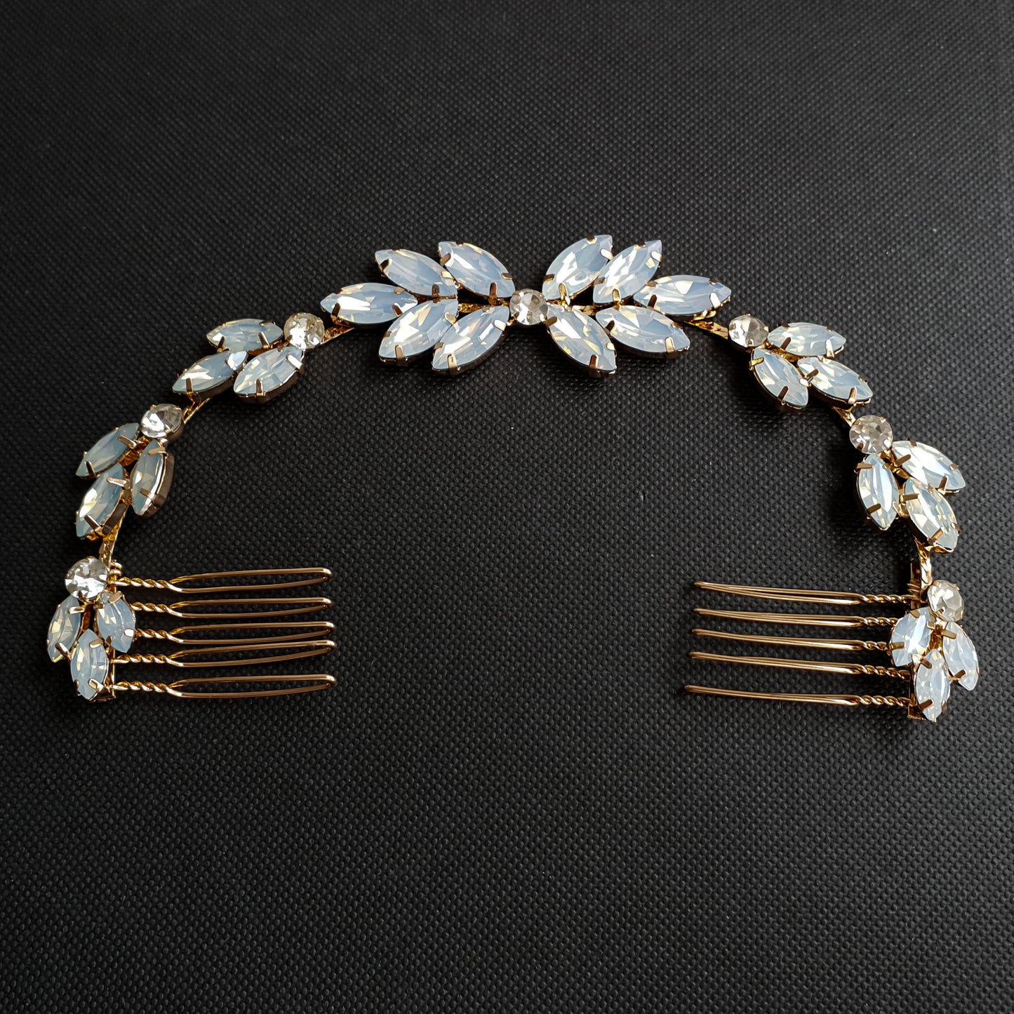 Blue Opal Bridal Headpiece in Rose Gold-Holly