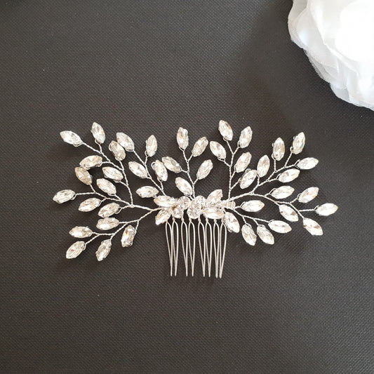 Peigne à cheveux feuille de cristal simple pour Brides-Pasque