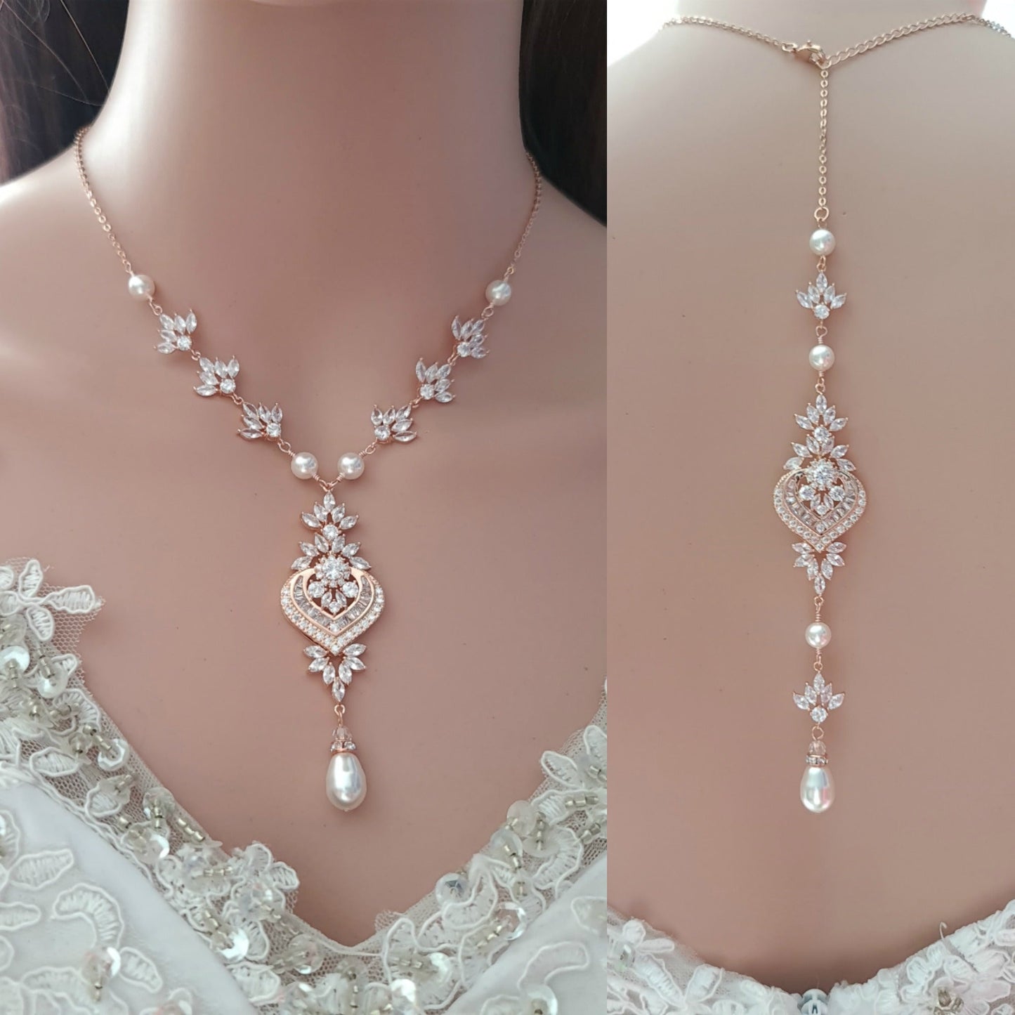 Wedding Necklace For Brides With Backdrop-Rosa