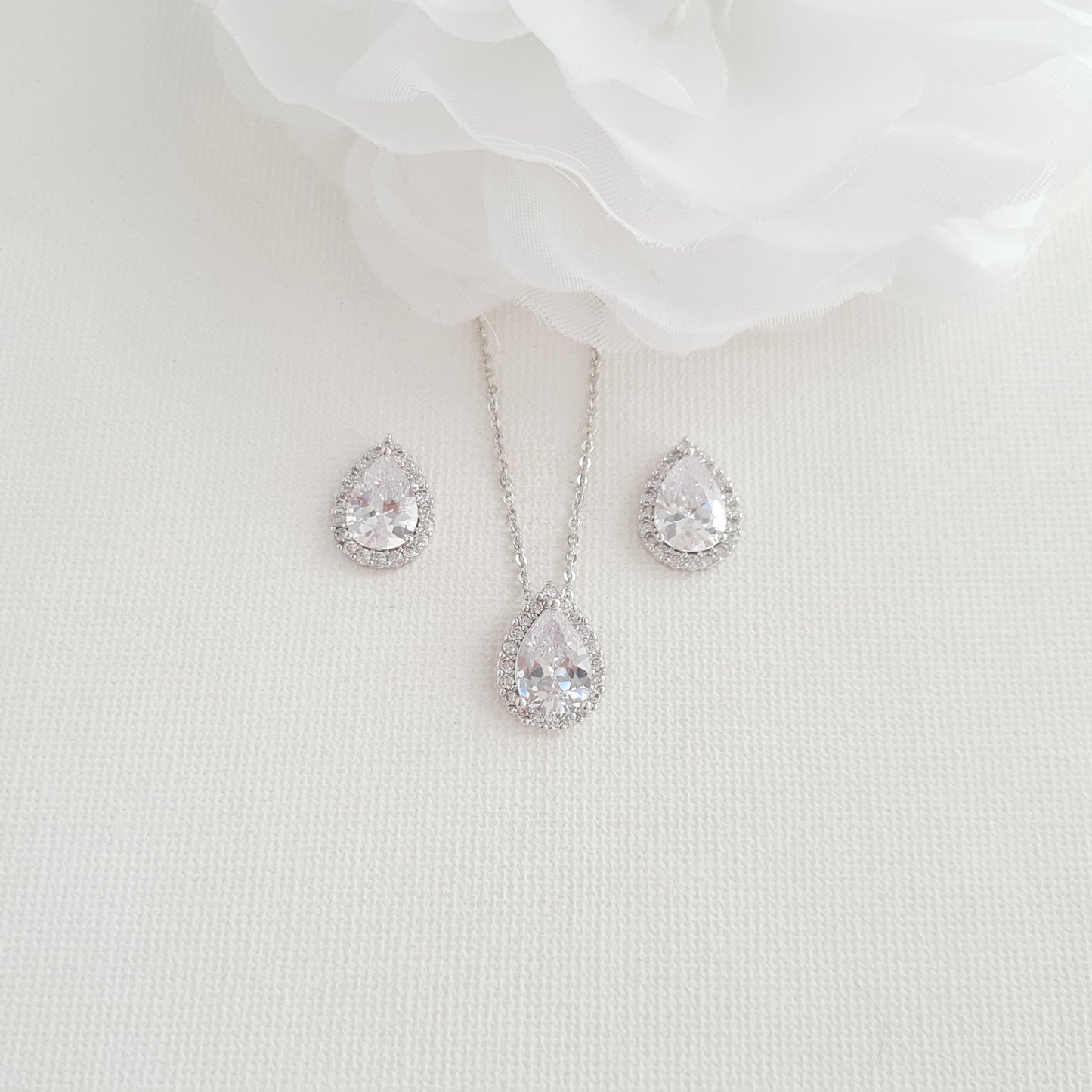 Bridesmaids Stud Earrings and Necklace Set-Emma