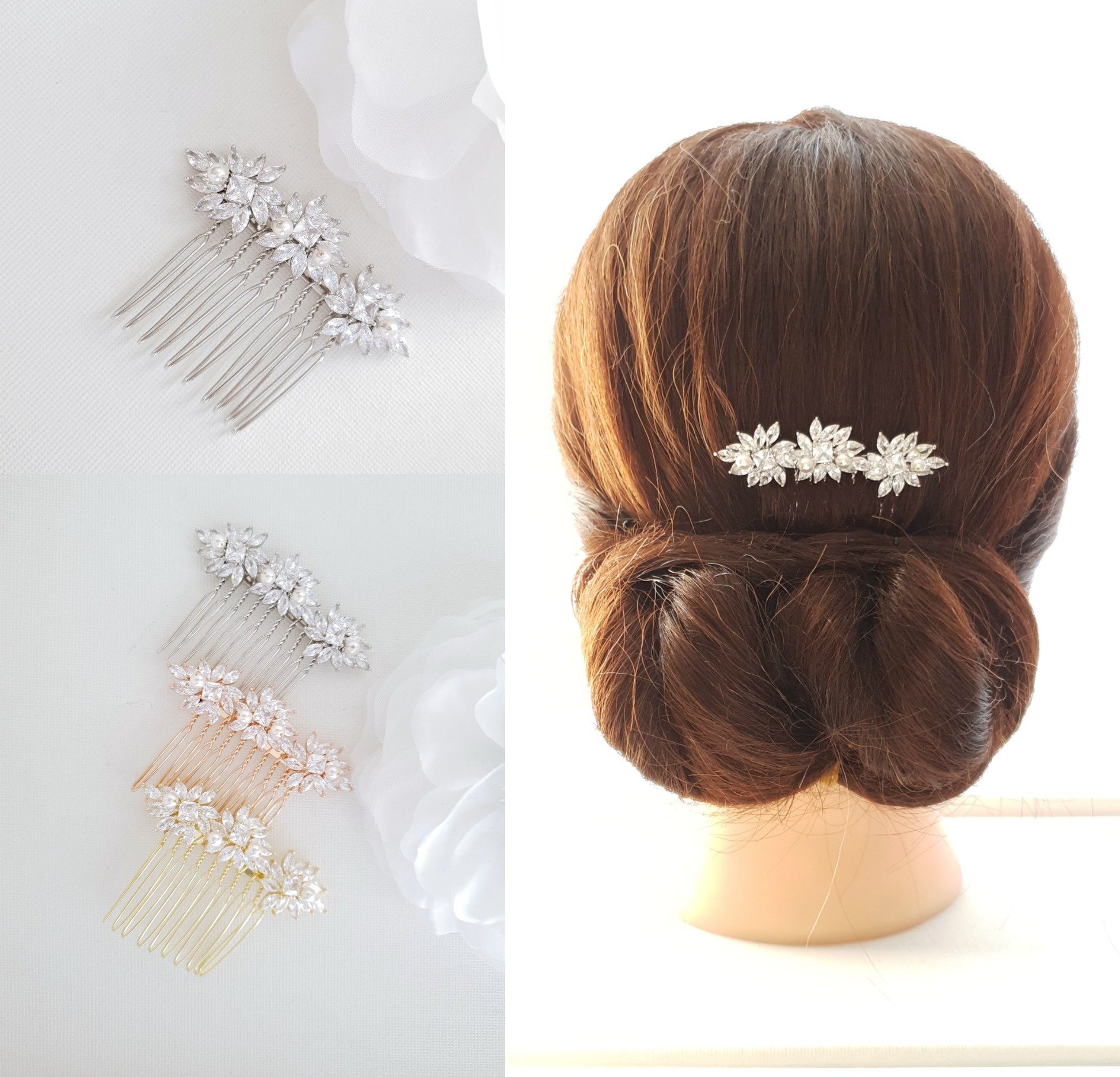 Small Wedding Veil Comb  A Sparkly Flower Design CZ Bridal Hair Comb –  PoetryDesigns
