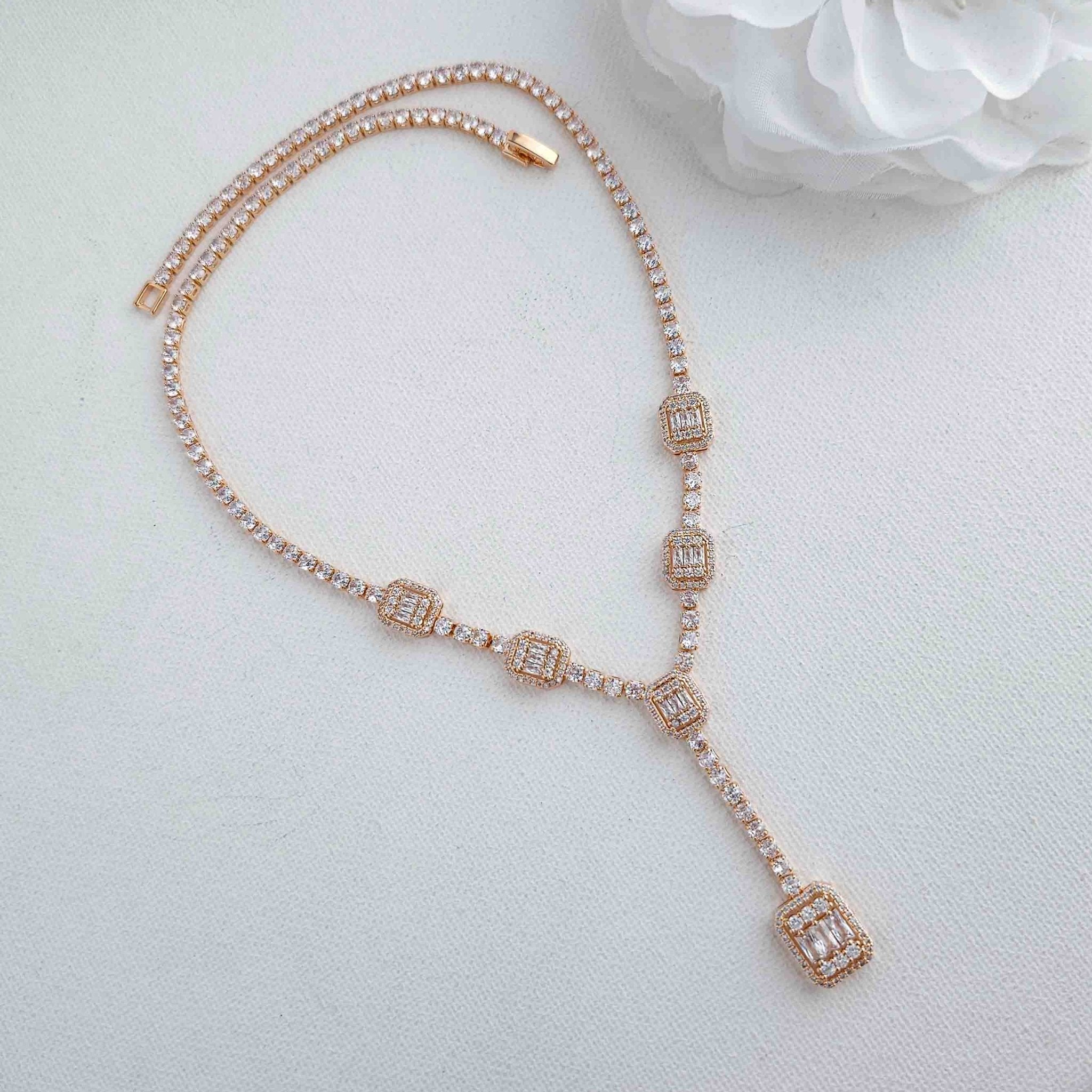 Bridal shoulder outlet necklace,Vine necklace,Wedding jewelry,Art deco,Rose gold