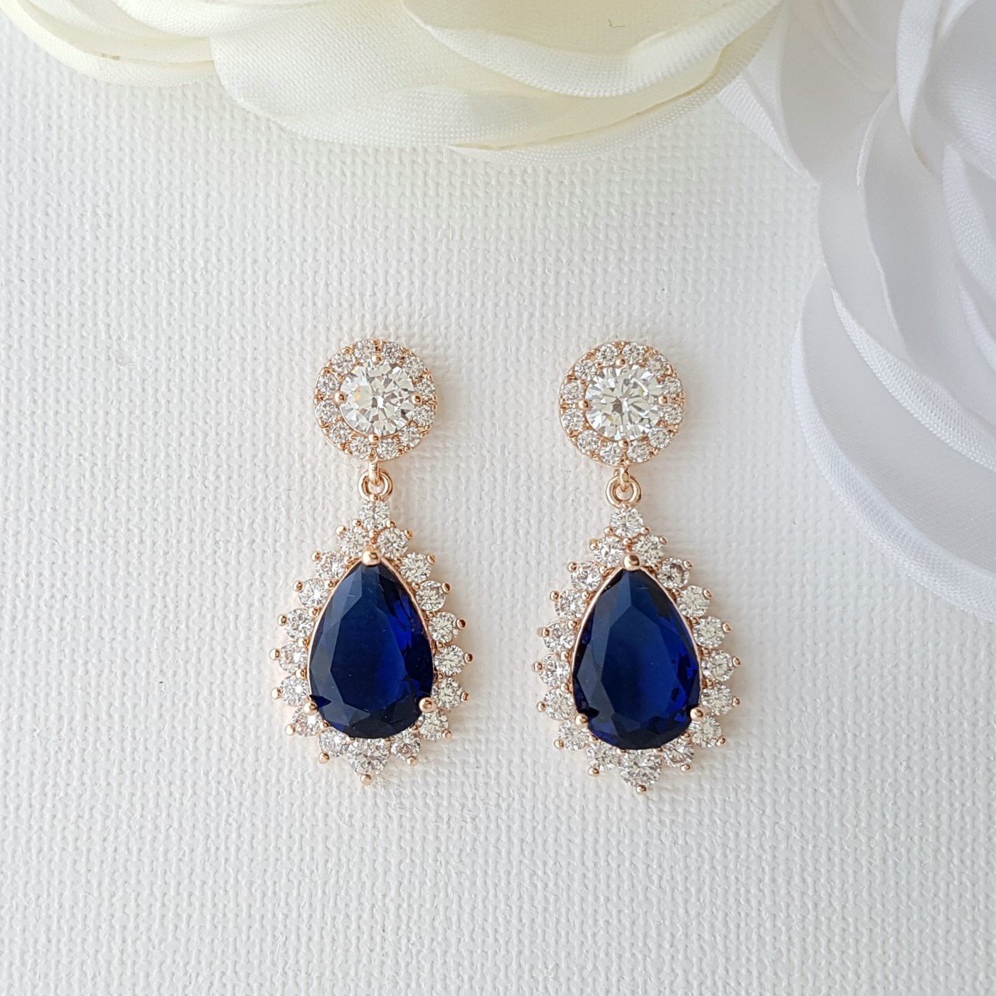 Blue and Gold Earrings for Brides Bridesmaids and Weddings