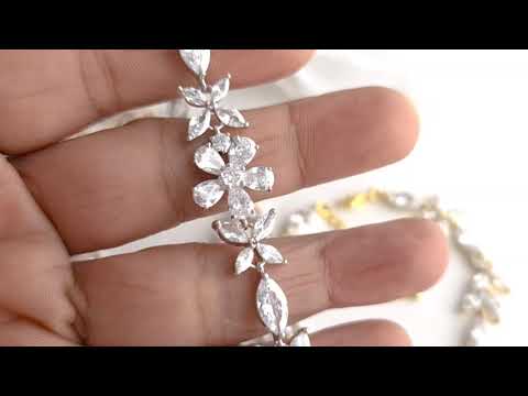 Shop Cubic Zirconia Wedding Flower Bracelet for Brides, Formal